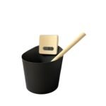 Melns alumīnija pirts spainis ar koka rokturi 5l